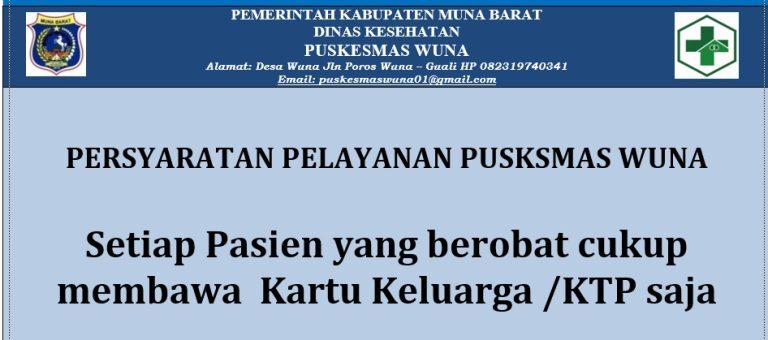 Syarat Pelayanan Puskesmas Wuna